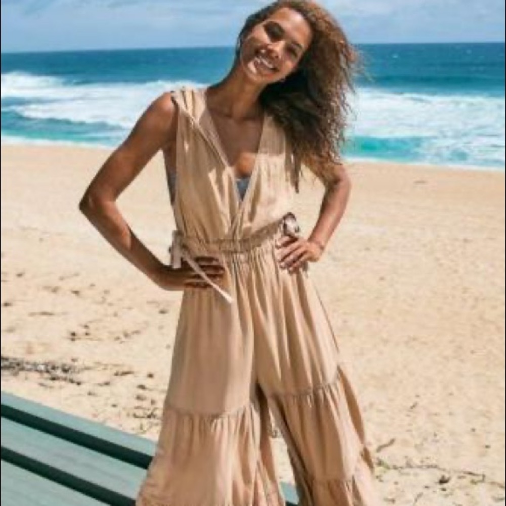 Free People Spring Forward Jumpsuit Sandshell